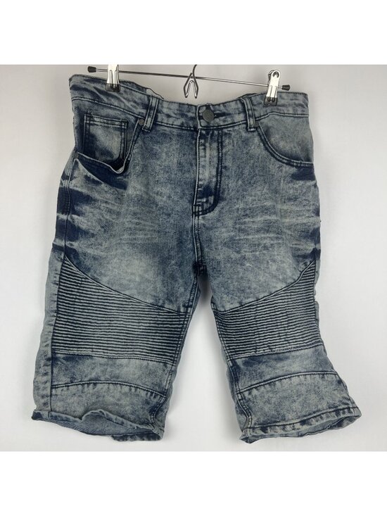 Encrypted Other - Encrypted Shorts Mens 34 Blue Acid Wash Moto Ribbed